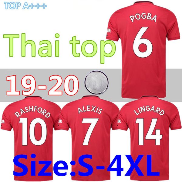 

s-4xl pogba lingard 19 20 manchester soccer united jerseys utd home away third martial rashford football shirt martial jersey fred, Black