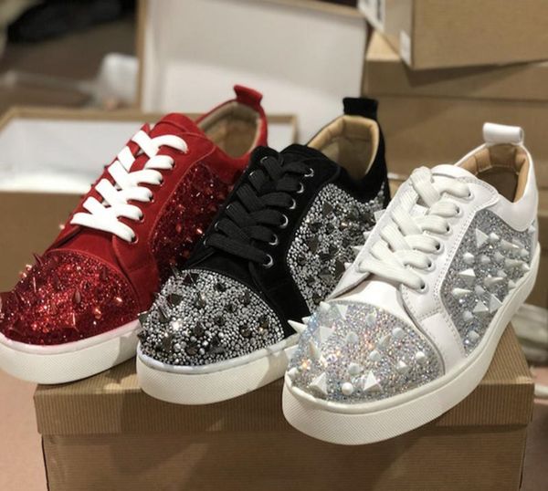 red bottom designer sneaker new low spikes mens trainers leather suede luxury shoes party wedding crystal sneakers, Black
red bottom designer sneaker new low spikes mens trainers leather suede luxury shoes party wedding crystal sneakers, Black