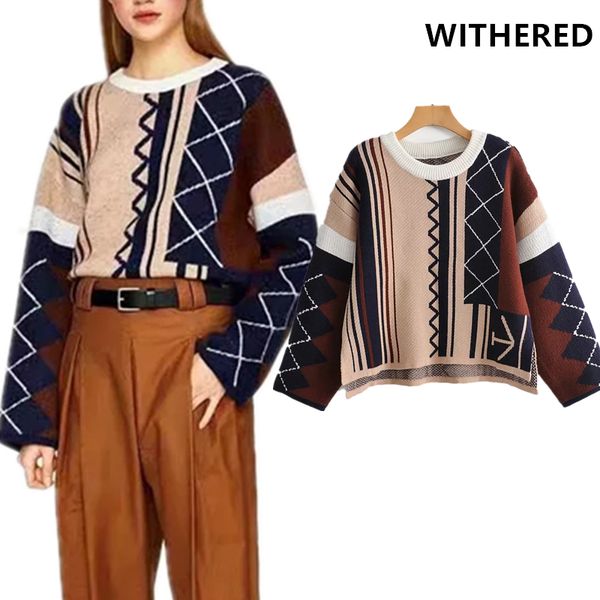 withered sweaters women high street vintage color collision patchwork oversize loose o-neck knitted pullovers women sweater, White;black
withered sweaters women high street vintage color collision patchwork oversize loose o-neck knitted pullovers women sweater, White;black