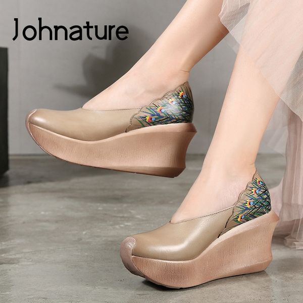 johnature retro platform women shoes genuine leather 2020 new spring round toe pumps wedges casual high heels ladies shoes, Black
johnature retro platform women shoes genuine leather 2020 new spring round toe pumps wedges casual high heels ladies shoes, Black