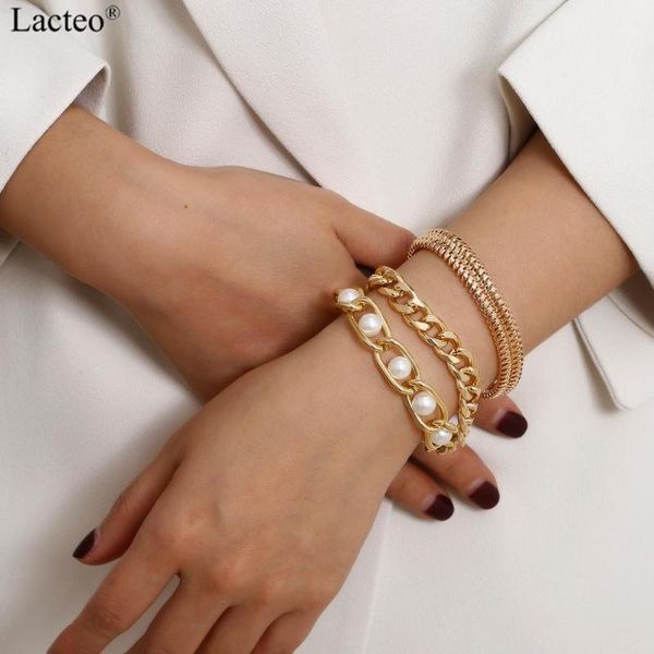 lacteo bohemian 3pcs/set imitation pearl chain bangle bracelet jewelry for women 2020 hip hop golden thick chain charm bracelet, Black
lacteo bohemian 3pcs/set imitation pearl chain bangle bracelet jewelry for women 2020 hip hop golden thick chain charm bracelet, Black