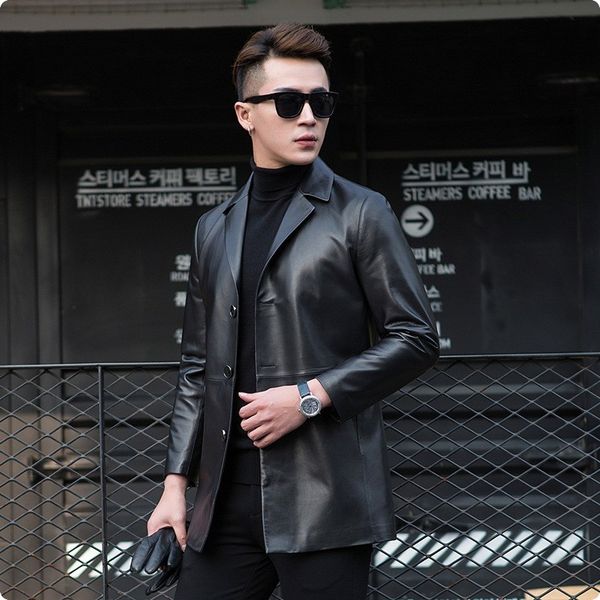 new korean style slim fit mens casual sheepskin genuine leather blazer turn down jackets chaqueta de cuero hombre blouson moto, Black
new korean style slim fit mens casual sheepskin genuine leather blazer turn down jackets chaqueta de cuero hombre blouson moto, Black