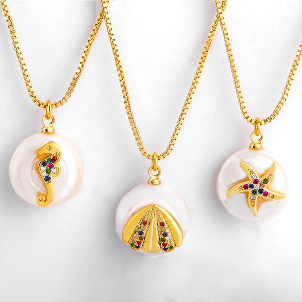 rainbow cubic zirconia rhinestone marine animal shell hippocampus pearl pendant necklace chain jewelry long necklace, Silver
rainbow cubic zirconia rhinestone marine animal shell hippocampus pearl pendant necklace chain jewelry long necklace, Silver