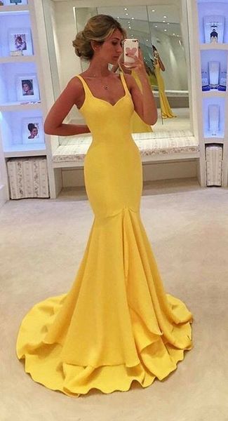 women long mermaid yellow evening dresses robe de soiree spaghetti straps prom gowns vestido de festa custom, Black;red
women long mermaid yellow evening dresses robe de soiree spaghetti straps prom gowns vestido de festa custom, Black;red