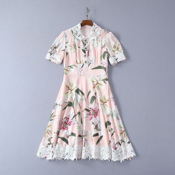 new clothes for women in europe and america for the summer of 2019 hollow out lapel lily print patchwork embroidered dress, Black;gray
new clothes for women in europe and america for the summer of 2019 hollow out lapel lily print patchwork embroidered dress, Black;gray