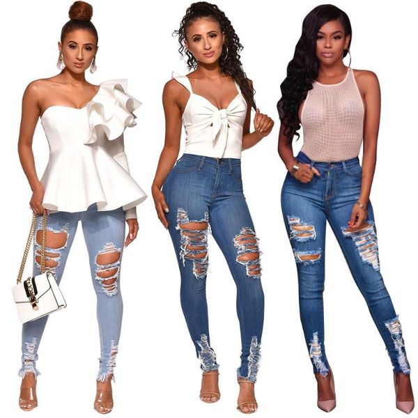 2019 winter explosion models women's high waist hole washed jeans ladies pencil pants tight feet jeans women's clothing, Blue
2019 winter explosion models women's high waist hole washed jeans ladies pencil pants tight feet jeans women's clothing, Blue