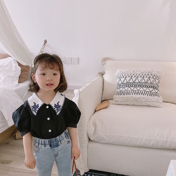 summer 2020 girls fashion floral embroidery shirts kids cute puff sleeve clothes y200704, White;black
summer 2020 girls fashion floral embroidery shirts kids cute puff sleeve clothes y200704, White;black