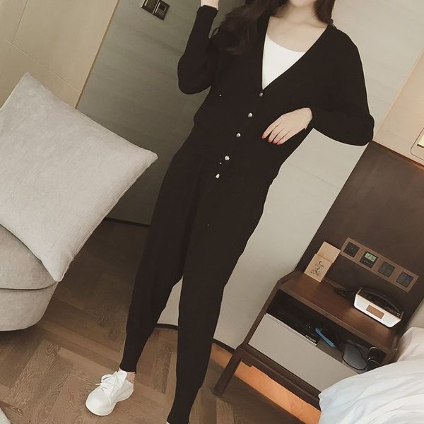 2019 knitted 2 pieces set women tracksuit long sleeve cardigan and wide leg pants suit women's sets, White
2019 knitted 2 pieces set women tracksuit long sleeve cardigan and wide leg pants suit women's sets, White