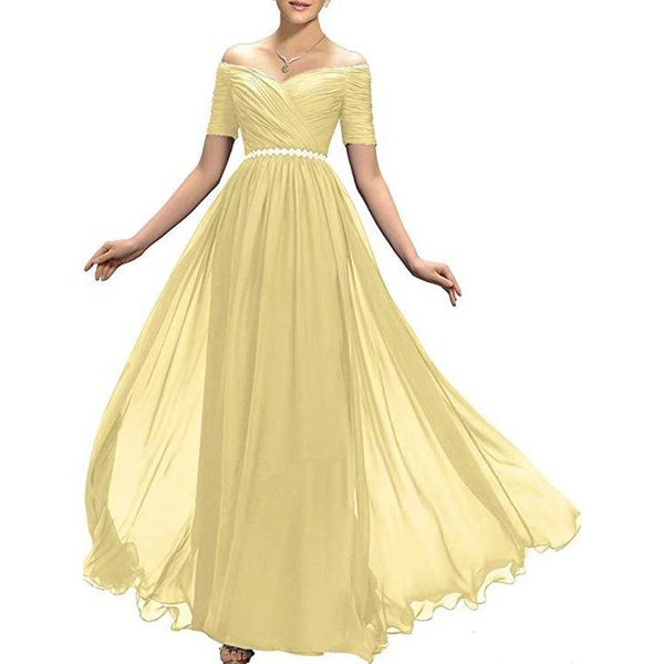 off the shoulder long chiffon evening gowns with half sleeves beaded waist formal party dress, Black;red
off the shoulder long chiffon evening gowns with half sleeves beaded waist formal party dress, Black;red