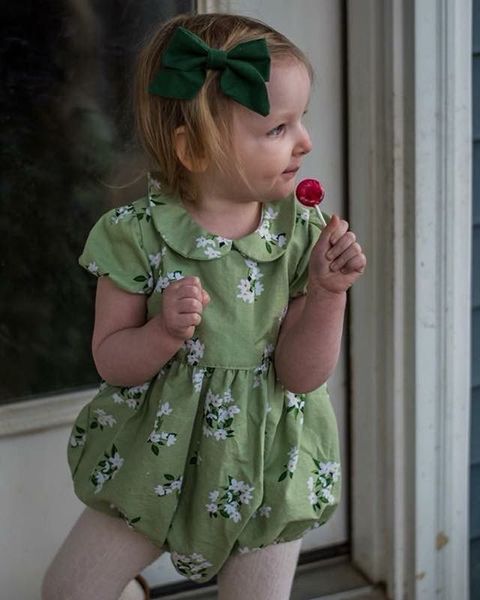 cute sweet newborn infant baby girl kids green floral bodysuit jumpsuit imcute fashion causal clothes outfits set uk, Blue