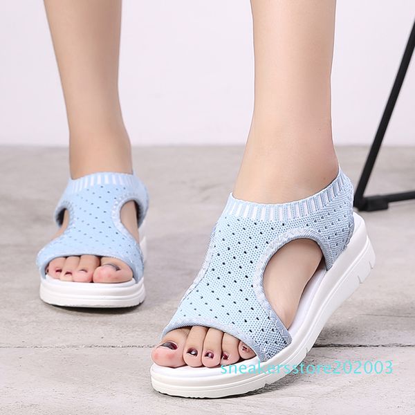 women sandals 2019 new female shoes woman summer wedge comfortable sandals ladies slip-on flat women sandalias s03, Black