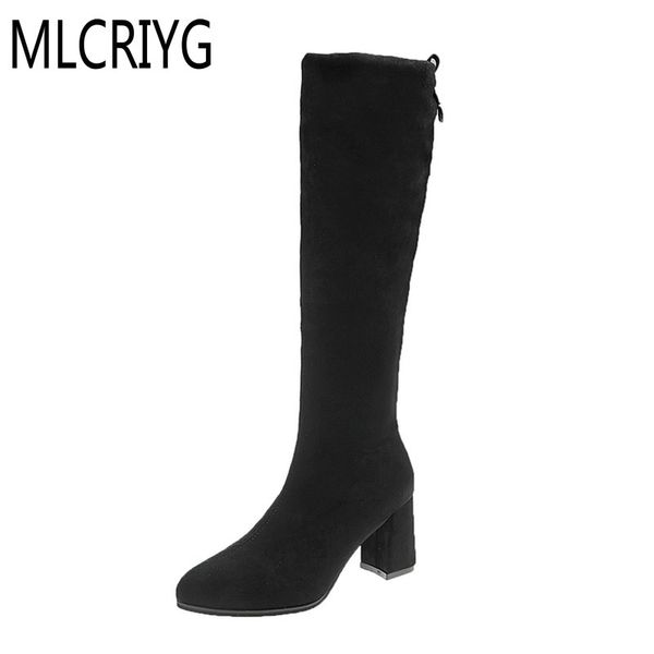 2018 new classic women riding boots autumn vintage suede zipper knee-high shoes woman high heels concise boot for cool ladies, Black
2018 new classic women riding boots autumn vintage suede zipper knee-high shoes woman high heels concise boot for cool ladies, Black