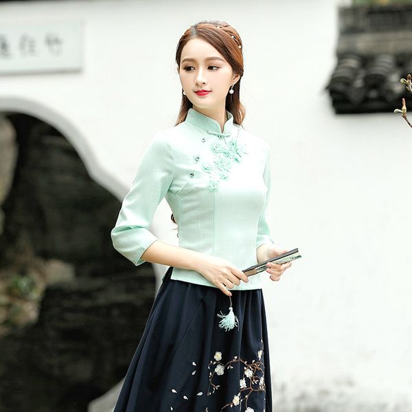 ethnic clothing ladies green cheongsam blouse chinese style daily restore ancient seven-sleeve guzheng clothes qipao shirt summer plus, Red
ethnic clothing ladies green cheongsam blouse chinese style daily restore ancient seven-sleeve guzheng clothes qipao shirt summer plus, Red