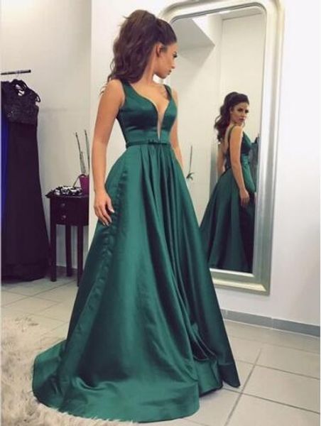 2018 new a-line satin sheer v-neck long elegant prom dresses bow belt backless sweep train abiti da cerimonia donna formal dress women, Black
2018 new a-line satin sheer v-neck long elegant prom dresses bow belt backless sweep train abiti da cerimonia donna formal dress women, Black