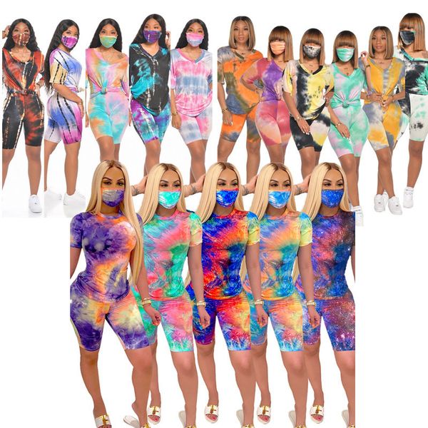 women tie dye tracksuit with face mask designer t-shirt and shorts three piece outfit sportswear protective face mask jogger suit d63006, White
women tie dye tracksuit with face mask designer t-shirt and shorts three piece outfit sportswear protective face mask jogger suit d63006, White