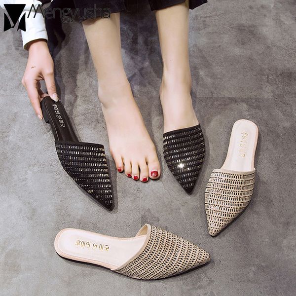 2019summer flats mules women's half slippers low heels shoes fashion pointed crystal beach flip flops women slides slip on shoes, Black
2019summer flats mules women's half slippers low heels shoes fashion pointed crystal beach flip flops women slides slip on shoes, Black