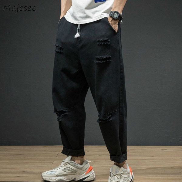 men jeans holes ankle-length drawstring leisure chic denim cargo trousers mens harajuku streetwear hip-hop all-match stylish bf, Blue
men jeans holes ankle-length drawstring leisure chic denim cargo trousers mens harajuku streetwear hip-hop all-match stylish bf, Blue