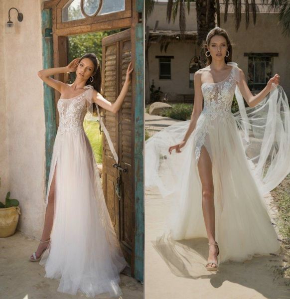 julie vino a line wedding dresses illusion one shoulder appliques bridal gowns sweep train side split beach backless wedding dress, White
julie vino a line wedding dresses illusion one shoulder appliques bridal gowns sweep train side split beach backless wedding dress, White