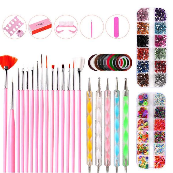 38pcs polishing home dotting painted colorful nail art kit brushes rhinestone diy salon decorating point drill pen manicure tool 
38pcs polishing home dotting painted colorful nail art kit brushes rhinestone diy salon decorating point drill pen manicure tool