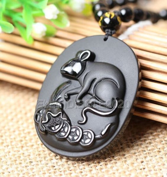 natural black obsidian handmad carved chinese zodiac rat pendant +beads necklace, Silver
natural black obsidian handmad carved chinese zodiac rat pendant +beads necklace, Silver