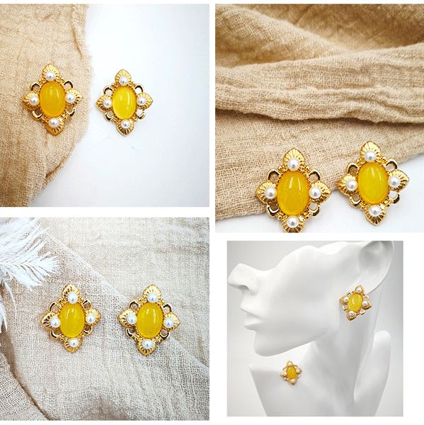 yellow retro earrings screw back button-down flowers ancient wind-stud christmas jewelry women's fashion accessories, Silver
yellow retro earrings screw back button-down flowers ancient wind-stud christmas jewelry women's fashion accessories, Silver