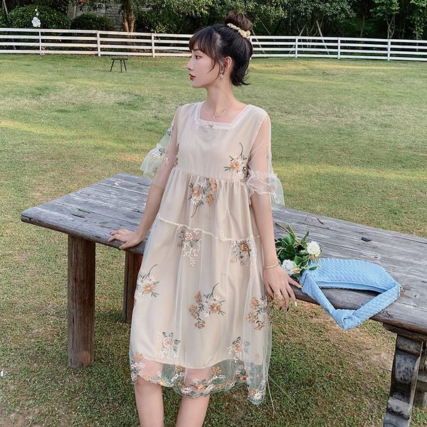 pregnant women breastfeeding dress embroidered mesh nursing clothes sweet square collar flare sleeve maternity lactation dress, White
pregnant women breastfeeding dress embroidered mesh nursing clothes sweet square collar flare sleeve maternity lactation dress, White