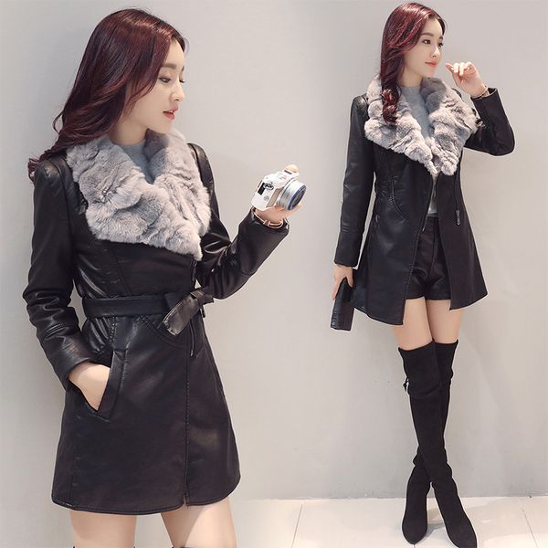 fashion fur collar plus size long leather jacket women leather coat female 2017 winter ladies jackets coats lf25-1017, Black
fashion fur collar plus size long leather jacket women leather coat female 2017 winter ladies jackets coats lf25-1017, Black