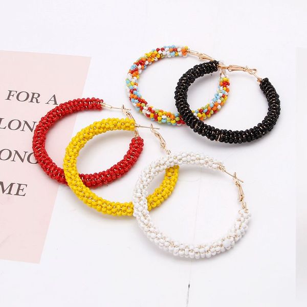 1 pair bohemian seed bead handmade large circle hoop earrings for women fashion jewelry, Golden;silver
1 pair bohemian seed bead handmade large circle hoop earrings for women fashion jewelry, Golden;silver
