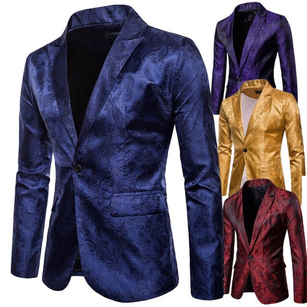 fashion men's jacquard suit blazer solid single button casual slim formal one button blazer, White;black 
fashion men's jacquard suit blazer solid single button casual slim formal one button blazer, White;black