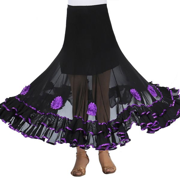 women skirts patchwork empire embroidered modern ankle-length dance big swing skirt, Black;red 
women skirts patchwork empire embroidered modern ankle-length dance big swing skirt, Black;red