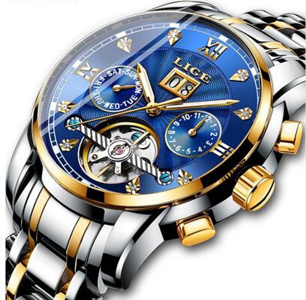 

Nuevo en este momento, los relojes hombre superior de la marca de lujo de reloj mecánico automático impermeable completa acero reloj Masculi