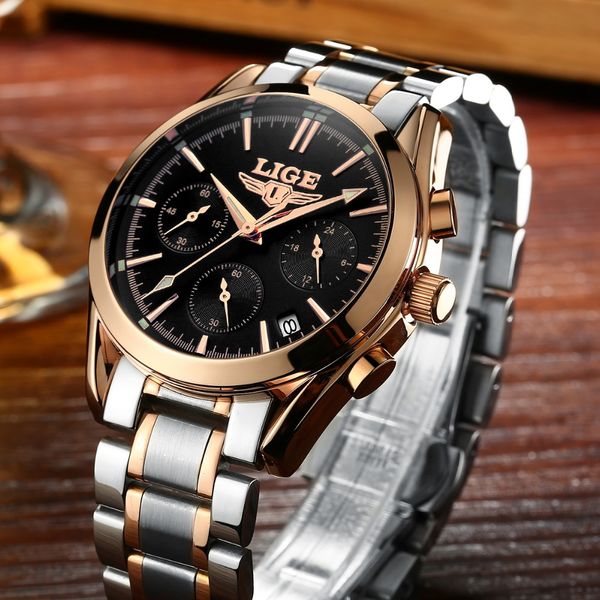 lige men sport watches men's quartz clock male full steel casual business wristwatch relogio masculion, Slivery;brown
lige men sport watches men's quartz clock male full steel casual business wristwatch relogio masculion, Slivery;brown