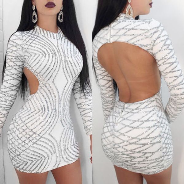 party white backless casual short mini dress womens long sleeves sequins clubwear, Black;gray
party white backless casual short mini dress womens long sleeves sequins clubwear, Black;gray