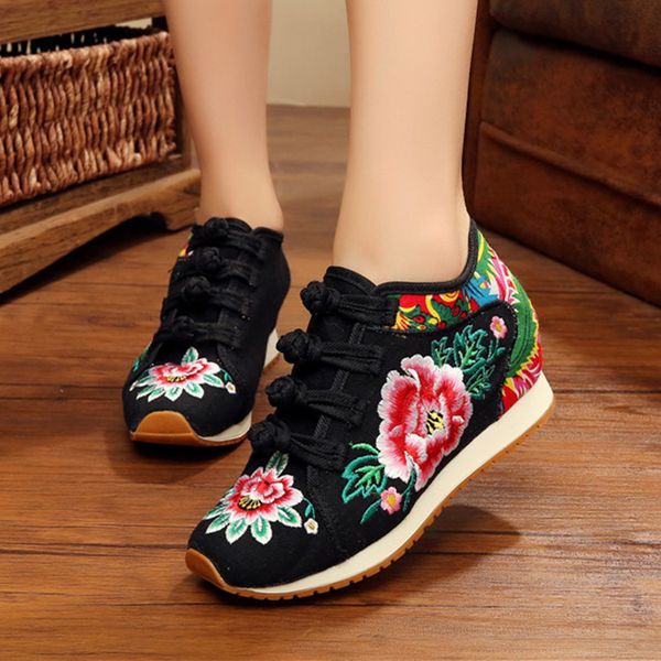 new spring women's flower embroidered flat platform shoes chinese ladies casual comfort denim fabric sneakers shoes, Black
new spring women's flower embroidered flat platform shoes chinese ladies casual comfort denim fabric sneakers shoes, Black