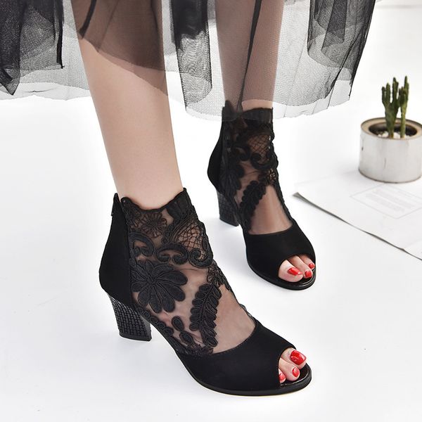loecktty 2019 new high-heeled shoes with coarse gauze lace fish mouth sandals women sandals, Black
loecktty 2019 new high-heeled shoes with coarse gauze lace fish mouth sandals women sandals, Black