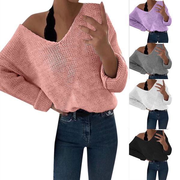 suitable for every occasion sweater fashion winter women's casual solid color full sleeve v-neck lazy loose sweater, White;black
suitable for every occasion sweater fashion winter women's casual solid color full sleeve v-neck lazy loose sweater, White;black