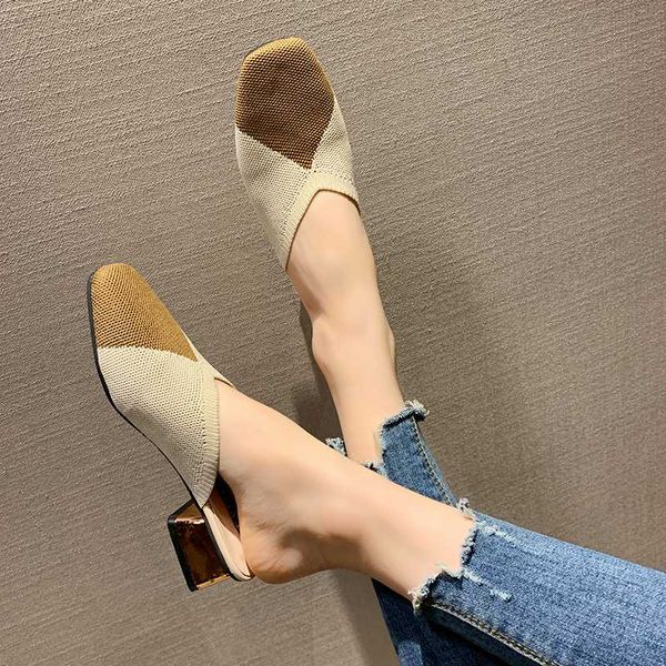 eoeodoit med chunky heel square toe shoes women knit fabric slippers spring summer pumps sandals slip on comfort lady drags, Black
eoeodoit med chunky heel square toe shoes women knit fabric slippers spring summer pumps sandals slip on comfort lady drags, Black