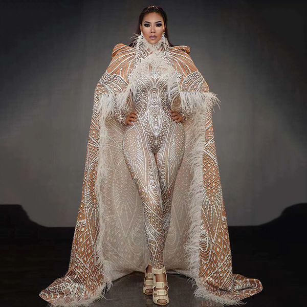 female singer stage wear 3d printing stretch leotard jumpsuit long feather cloak outfit birthday dancer men rave costume dt1713, Black;red
female singer stage wear 3d printing stretch leotard jumpsuit long feather cloak outfit birthday dancer men rave costume dt1713, Black;red