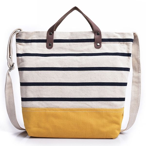 ljl-korean canvas shoulder bag female crossbody striped bag handbag
