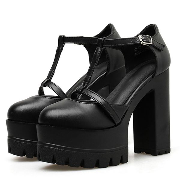2019 autumn new ankle strap buckle women pumps round toe thick high heeled female single shoes shallow out soft leather, Black
2019 autumn new ankle strap buckle women pumps round toe thick high heeled female single shoes shallow out soft leather, Black