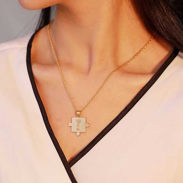 king queen crown pendant necklaces letter king & queen couple necklaces engraved puzzle piece romantic lover's valentine gift, Silver
king queen crown pendant necklaces letter king & queen couple necklaces engraved puzzle piece romantic lover's valentine gift, Silver