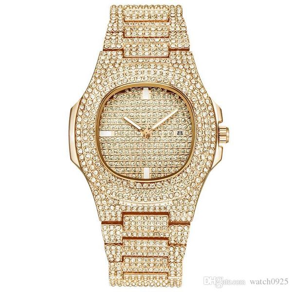Мужские часы Лучший бренд класса люкс Iced Out Watch Золотые бриллиантовые часы для муж