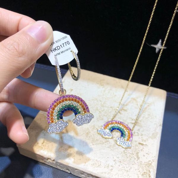 925 silver europe and america fashion aureus rainbow necklace women's choker creative design shiny zircon earrings elegant
925 silver europe and america fashion aureus rainbow necklace women's choker creative design shiny zircon earrings elegant