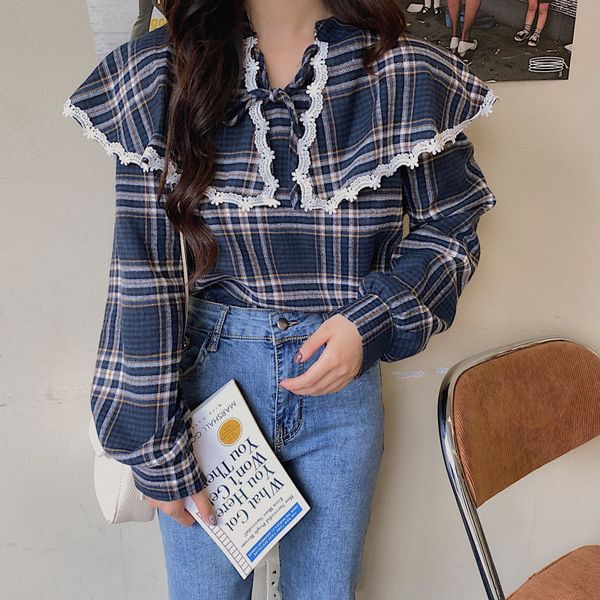 alien kitty all match fresh plaid sweet loose peter pan collar casual basic geometric women streetwear retro shirts, White
alien kitty all match fresh plaid sweet loose peter pan collar casual basic geometric women streetwear retro shirts, White