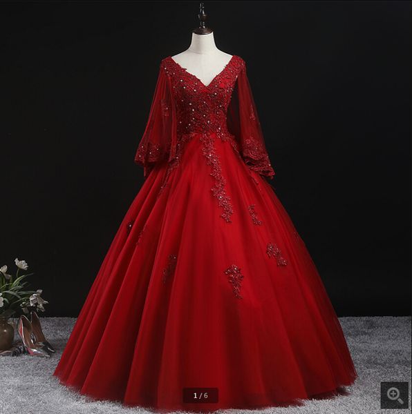 vestido de festa wine lace appliques ball gown prom dresses v neckline with puffy long sleeve beaded stylish prom gowns sale, White;black
vestido de festa wine lace appliques ball gown prom dresses v neckline with puffy long sleeve beaded stylish prom gowns sale, White;black