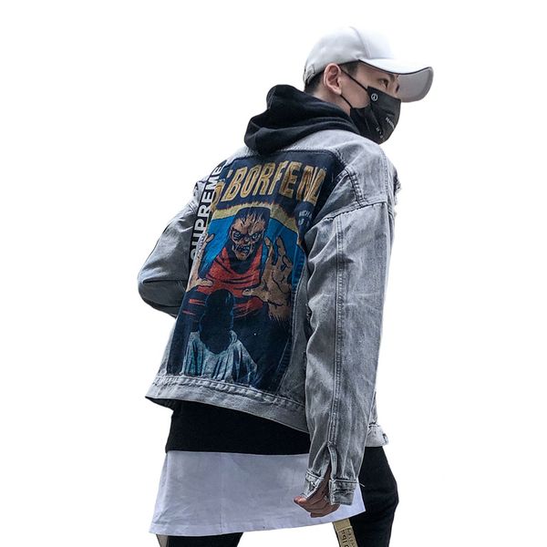 autumn vintage frayed hole denim jacket high street hip hop demon print patch designs leisure men women loose gray cowboy coats, Black;brown
autumn vintage frayed hole denim jacket high street hip hop demon print patch designs leisure men women loose gray cowboy coats, Black;brown