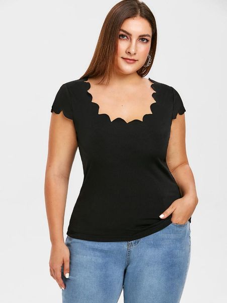 kenancy scalloped trim plus size t-shirt women scoop neck short sleeve solid t shirt 2019 new ladies tees women's clothing, White
kenancy scalloped trim plus size t-shirt women scoop neck short sleeve solid t shirt 2019 new ladies tees women's clothing, White