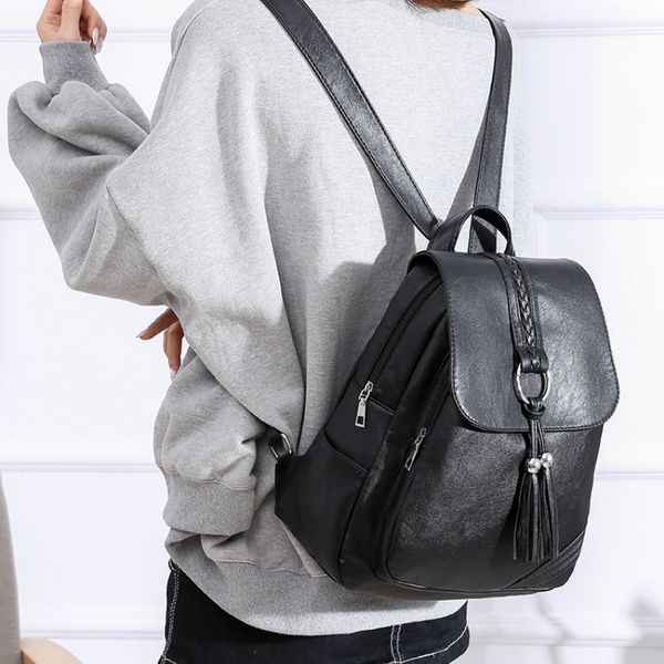 bookbag black bag 2019 new net red female shoulder bag fashion tassel pu soft leather large capacity backpack student school
bookbag black bag 2019 new net red female shoulder bag fashion tassel pu soft leather large capacity backpack student school