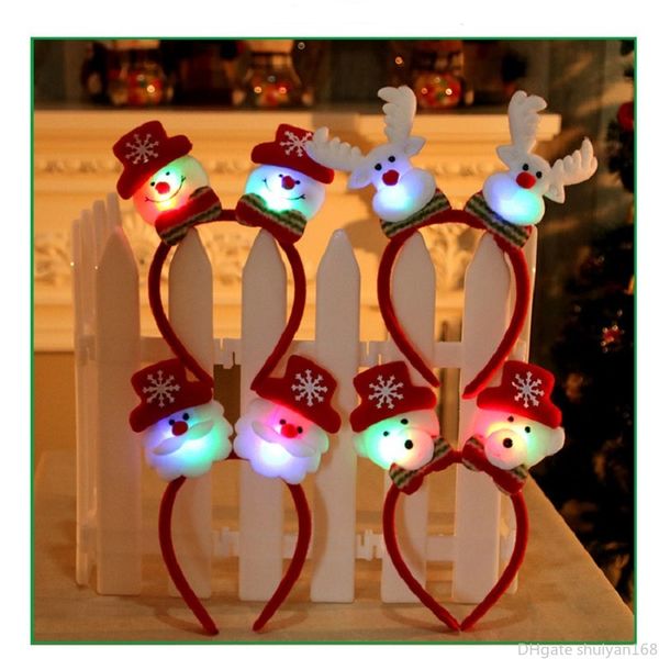 

christmas led luminous headband hairband light glowing santa claus deer snowman hair band for kids decoration party accessory christmas gift, Silver