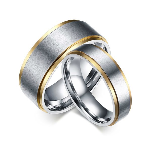 classic couple wedding rings for men women titanium steel lover's engagement wedding bands anillo de casamento cr-020, Silver 
classic couple wedding rings for men women titanium steel lover's engagement wedding bands anillo de casamento cr-020, Silver